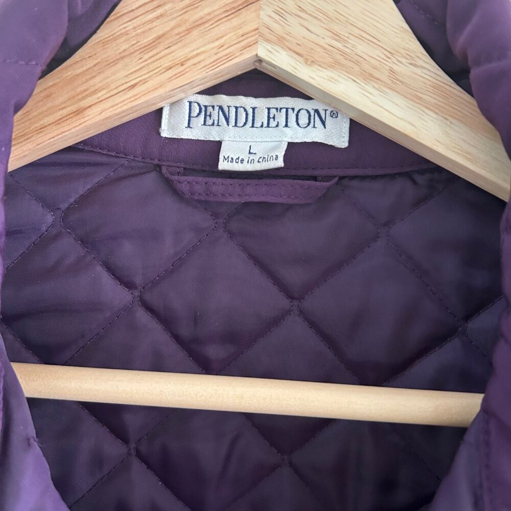 Pendleton Quilted Jacket Womens L Purple Diamond Barn Coat Full Zip Lightweight - Picture 11 of 12